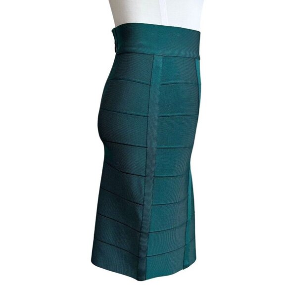 NWT HERVÉ LEGER EMERALD GREEN BANDAGE HIGH RISE PENCIL SKIRT - XS - Picture 4 of 15
